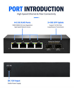 2.5G イーサネットスイッチ 4 ポート、2*10G SFP アップリンク付き 60Gbps マルチギガビットネットワークスイッチ DC12V 外部電源、NAS ゲームオフィス用 - Product Image 3