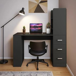 <span class=keywords><strong>Escritorio</strong></span> de estación de trabajo para portátil de madera negra de 120cm <span class=keywords><strong>con</strong></span> <span class=keywords><strong>cajones</strong></span>, diseño Simple, oficina en casa, estudio, <span class=keywords><strong>Gamer</strong></span>, <span class=keywords><strong>escritorio</strong></span>, estantería Hutch - Product Image 4