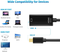 Adaptateur 4K Mini DisplayPort vers HDTV Convertisseur Mini DP vers HDTV Adaptateur vidéo UHD pour ordinateur portable