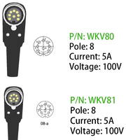 Konektor Sirkular M16 8 Pin WKV 81(100V) Soket Betina Terminal Solder IP40 Stok Siap Pabrik Cina Konektor Penerbangan Bulat