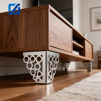 Pieds de canapé en métal chromé à motif de treillis orné, support de montage en forme de Y, support robuste pour armoire de salle à manger, meuble TV, usage intensif