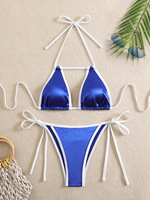 Bikini sexy deux pièces uni pour femme, maillot de bain couleur unie, nouveau style d'été, ensemble bikini push-up, maillot de bain OEM