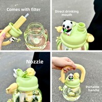 Botella de Agua con Pajita de Dibujos Animados, Gran Capacidad, Resistente al Calor, Portátil para Gimnasio y Actividades al Aire Libre, Botella de Agua de Viaje de 800 ml