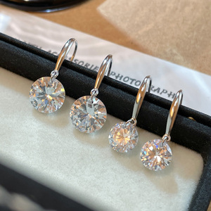 925 Sterling <b>Silver</b> Rhodium Plated Round Cut Zircon <b>Stud</b> <b>Earrings</b> Dainty Trendy GDTC Certified Gift for Women - Product Image 3