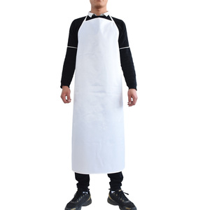 Tablier blanc imperméable de 1,15 m de longueur pour la cuisine, le travail, adultes, unisexe, couleur unie - Product Image 4