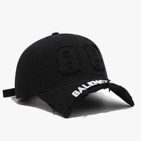 Gorra de béisbol OEM de 6 paneles con corona suave, visera desgastada, parche doble B retro, lavada y desgastada, estilo casual con visera.
