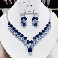 Parure de bijoux de mode pour banquet, collier et boucles d'oreilles en strass pour mariage et bal de promo, accessoires de mariée, ensemble collier en zircon pour femme