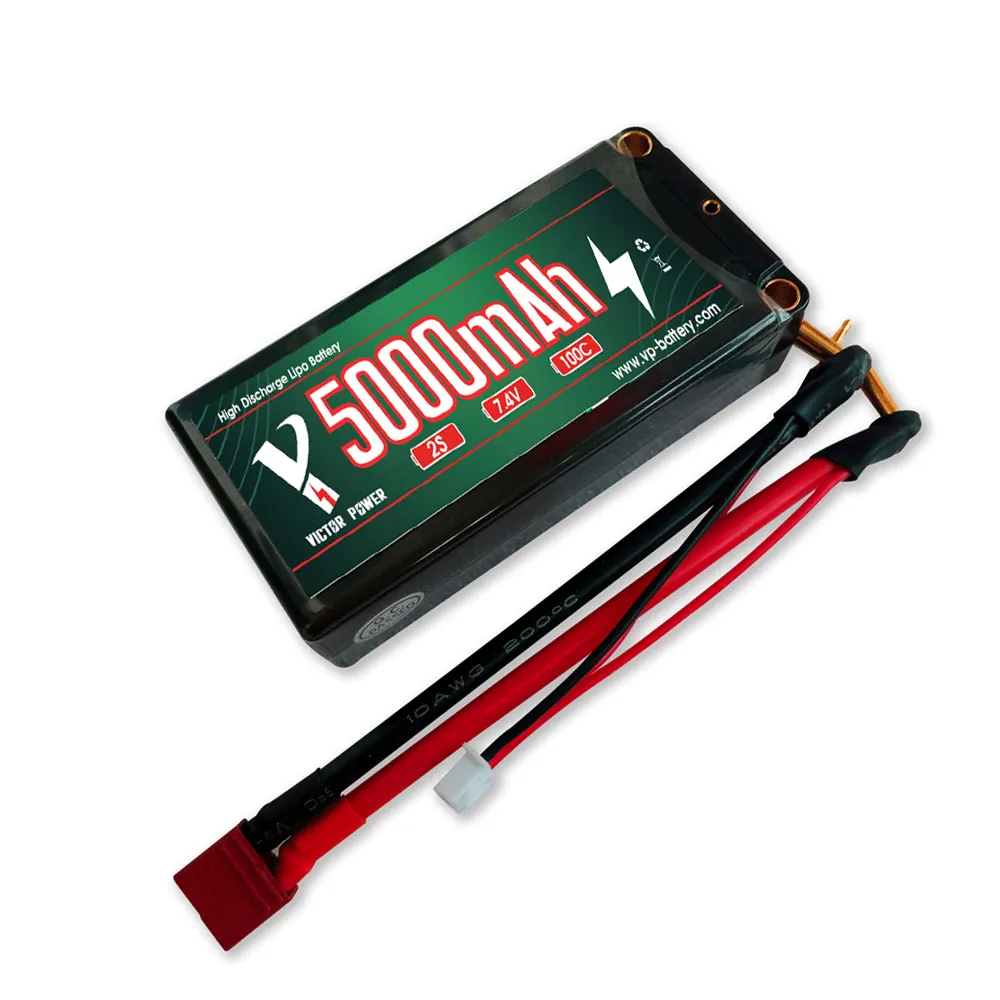 RC Lipo Battery 2S 5000mAh 100C 7.4V Hard Case High Quality with Deans Connector for RC Truck/Truggy/Racing Hobby