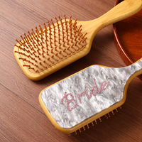 Peigne carré élégant en acétate personnalisé avec nom gravé, brosse à cheveux personnalisée, cadeau de mariage pour demoiselle d'honneur, cadeau durable pour fille