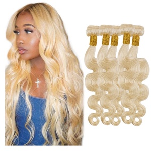 ผมต่อแบบเวฟสีบลอนด์  แบบ Remy  ผมแท้จากยุโรป  แบบ Double Weft  สี 613 - Product Image 1