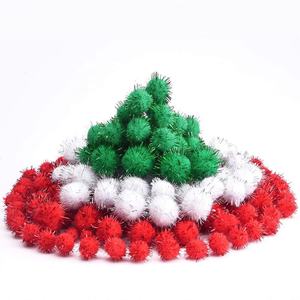 ลูกบอลปอมปอมกลิตเตอร์คริสต์มาสทำมือ DIY ขนาดเส้นผ่านศูนย์กลาง 10 มม. 20 มม. 25 มม. ทำจากโพลีโพรพิลีน PVC สีสันสดใส นุ่มฟู สำหรับงานฝีมือเย็บปักถักร้อย - Product Image 2