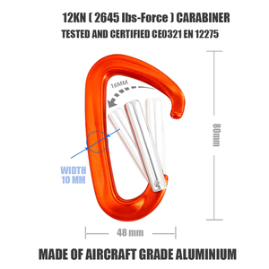 Mosqueton de sécurité 12KN, en aluminium aéronautique 7075, forme en D, connecteur à porte droite pour l'arrêt des chutes et le sauvetage - Product Image 5