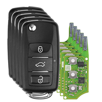Xhorse XEB510EN B5 Clé télécommande pliable à 3 boutons avec puce XT27B intégrée, lot de 5