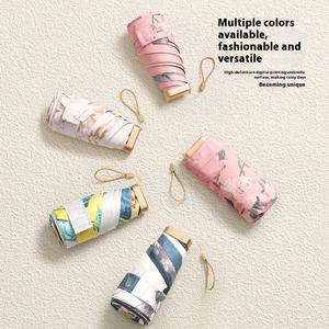 ร่มพับพับได้ห้าทบเพื่อความสวยงามแบบตะวันออกร่มกันแดดสีดำศิลปะภาพสีน้ำมันแบบพกพา - Product Image 6