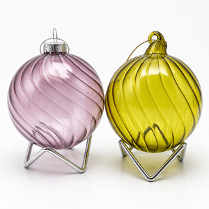2026 Factory Wholesale Luxury Custom Ribbed Colored Glass UV Printed <strong>Christmas</strong> Ornaments Transparent <strong>Hanging</strong> Baubles Xmas <strong>Tree</strong> - Product Image 1