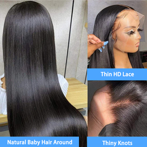 Peluca de Cabello <span class=keywords><strong>Humano</strong></span> Brasileño Virgen 13x6 HD Swiss con Encaje Frontal Transparente, Liso Extremo, para Mujeres Negras - Product Image 4