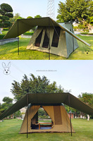 Tente de glamping familiale de luxe avec barre à ressort de haute qualité tente en toile