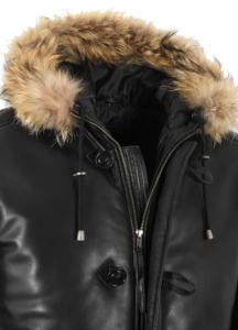 Veste matelassée noire 100 % cuir Nappa véritable pour homme avec capuche en fourrure, style classique, quincaillerie YKK, marque privée, robuste, fabrication OEM - Product Image 5