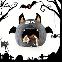 Tente pour animaux de compagnie en peluche chauve-souris d'Halloween OEM 2 en 1, lit pliable pour petits animaux, emballage personnalisé pour cochon d'Inde et lapin