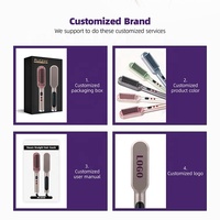 Brosse à cheveux chauffée par vapeur RUCHA Professional 3-en-1, affichage LCD, modèle PTC, pour salon
