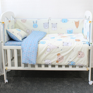 Prix bas dessin animé motif animal imprimé réglable <span class=keywords><strong>bio</strong></span> 100% coton lit bébé berceau ensemble de literie avec pare-chocs - Product Image 4