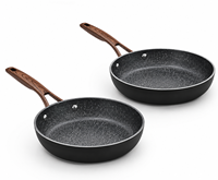 Ensemble de casseroles antiadhésives, poêle à frire 2 pièces, compatible avec toutes les plaques de cuisson, y compris l'induction, passe au lave-vaisselle, noir.