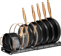 Armoires de support de casserole en métal réglables 10 compartiments avec étagère ustensiles de cuisine support de couvercle extensible organisateur de cuisine
