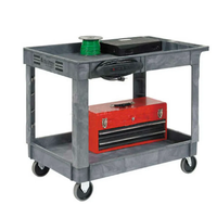 Carrito de Servicio Industrial de Dos Niveles para Almacenamiento de Herramientas, Carro de Plástico con Ruedas de 5 Pulgadas, 40'' de Largo x 26'' de Ancho x 33'' de Alto, Capacidad de 500 LB