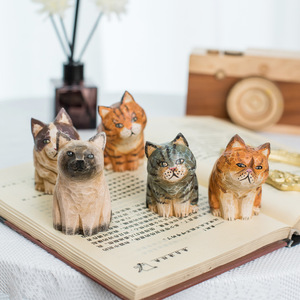 Creativo Gatto in <span class=keywords><strong>legno</strong></span> retrò Craft eco-friendly incisione intaglio per natale ornamenti Desktop - Product Image 1