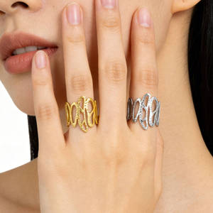 Popular Niche Design Hollowed Out Geometric Shaped <b>Ring</b> Gold Silver Plated Women's Stainless Steel <b>Rings</b> Wholesale Jewelry - Product Image 1