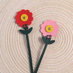 New Faux Leather <b>Bag</b> <b>Charm</b> Small Cute Red Pink Flower Decoration for Women's <b>Bags</b> Diy Pendant - Product Image 2