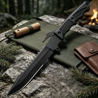 Couteau tactique robuste à lame droite de haute dureté pour la survie en extérieur, la chasse, le camping, la randonnée et le bushcraft