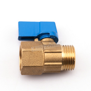 Válvula de bola de latón de 1/2 pulgada con mango azul para control de flujo de agua y gas en calentadores - Product Image 1