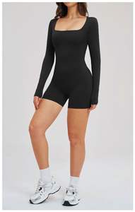 Combinaison de sport pour femme <span class=keywords><strong>à</strong></span> col carré et dos nu, idéale pour la course, le fitness, le Pilates et le yoga, tenue moulante avec coussinets amovibles - Product Image 3