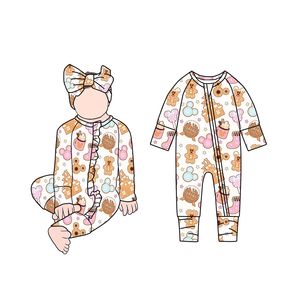 Pijama Enterizo con Cremallera para Bebé Fb-2, 230g, Algodón/Bambú, Cremallera Oculta, Patrones Impresos Personalizados, Pies Plegables Largos, para Bebés - Product Image 1