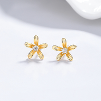 Anting-anting Bunga Perak Sterling 925 Zirkon Elegan Chic Fashion