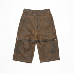 <strong>Men's</strong> Cargo Cropped Pants Multi Vintage Custom Washed Denim Multi Pocket Loose Fit Knee Length Distressed Quick Dry Breathable - Product Image 1