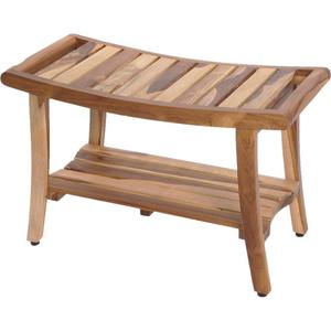 Tabouret de salle de bain incurvé en teck Park Seo avec accoudoirs, taille 1, pour le rangement des serviettes de bain et de douche - Product Image 2