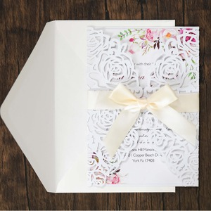 Offre Spéciale : Invitations de <span class=keywords><strong>Mariage</strong></span> de Luxe pour la Saint-Valentin, Pochette Argentée Scintillante, <span class=keywords><strong>Rose</strong></span> Blanche, Impression UV, Papier Écologique Personnalisé - Product Image 2