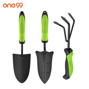 Set di 3 <span class=keywords><strong>Attrezzi</strong></span> da Giardino in Acciaio al Carbonio con Manici Ergonomici in PP TPR, Paletta, Trapiantatore e Coltivatore a 3 Denti - Product Image 1