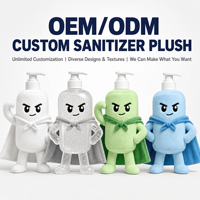 Peluche personnalisée désinfectante pour les mains, fabrication OEM/ODM directe usine, haute fidélité, cadeau d'hygiène en peluche, solutions de marque d'élite, plus un cadeau