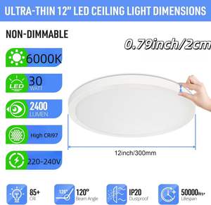 Moderne design 6000K witte LED inbouw plafondlamp ultradunne hoge CRI 95 acryl IP55 laag profiel vlak paneel oogbeschermend - Product Image 4