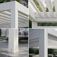 Pergola bioclimatique moderne en aluminium multi-tailles 3x3m 4x4m, toit à lames orientables, imperméable, pour jardin extérieur et arrière-cour
