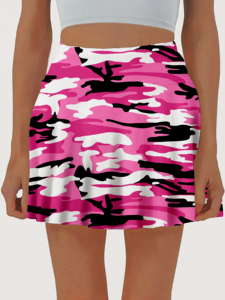 Minifalda de Camuflaje para Mujer, Cintura Natural, Estilo Deportivo Casual, Corte en A, Elástica - Product Image 1