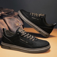 Chaussures de Marche Noires et Blanches Style Tendance pour Hommes, Baskets Décontractées en PU pour la Course