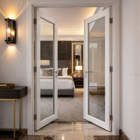 Puerta Abatible de Doble Acristalamiento, Aislante Acústico, de Vidrio Templado, Estilo Francés Moderno, de UPVC Blanco, para Entrada de Casa o Villa Residencial