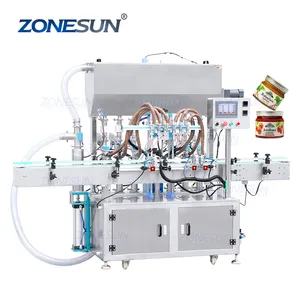 ZONESUN ZS-YT6T-6PXH Salve vazelin kozmetik merhem kavanoz balsamı karıştırma ve ısıtma ile kalın sos macun dolum makinesi