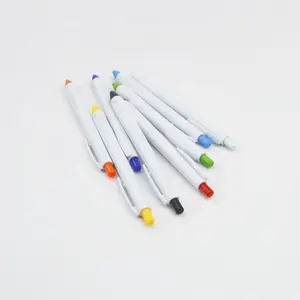 2024 Schlussverkauf Kugelschreiber weiß Kunststoff Werbeartikel weiß schieben günstige Kugelschreiber mit individuellem Logo