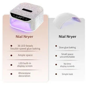 Lampe de séchage d'ongles sans fil rechargeable avec strass, machine à sécher le vernis gel, manucure avec poignée, lampe UV LED sans fil pour ongles - Product Image 4