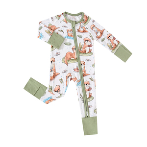 Pakaian Tidur Bayi Desain Baru Grosir Bersertifikat CE Oeko-Tex, Desain Pola Bebas, Piyama Bayi Berbahan Bambu dengan Ritsleting dan Penutup Kaki - Product Image 5